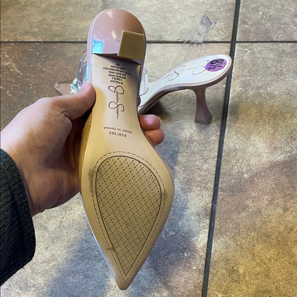 NEW Jessica Simpson JP-Forleigh Clear Heels with Crystal Accent - Picture 4 of 6